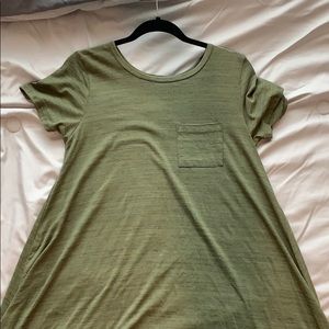 Green Short Sleeve High Low Dress